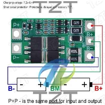 TZT BMS, 2S, 3.2V, 3.7V, 10A, LiFePO4, Lithium Battery, Charge Protection Board, 18650, 32650, Battery Packs, Balance