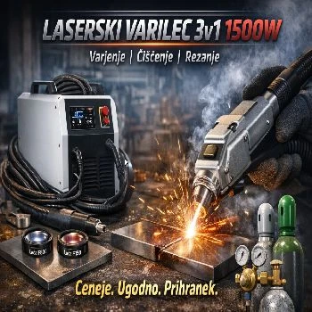 laserski varilec 3v1 1500W, lasersko varjenje Ljubljana, lasersko čiščenje kovin, lasersko rezanje kovin, ceneje varjenje, ugodno laserski varilec, prihranek pri plinu, lokalno varjenje Ljubljana, zračno hlajen laserski varilec