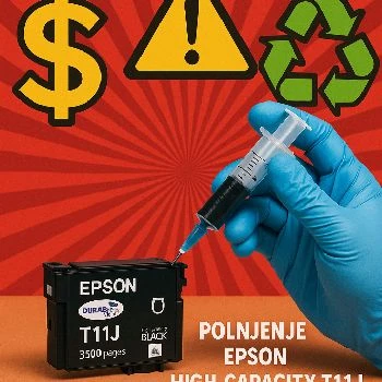 polnjenje Epson T11J, DURABrite Ultra, ceneje, ugodno, prihranek, lokalno, Ljubljana, črna kartuša Epson 36ml, 3500 strani, polnjenje črnila