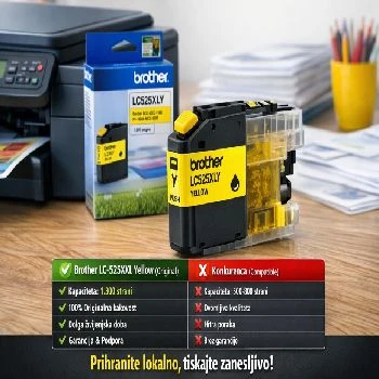 LC525, LC525XL,polnjenje kartuše LC525XLY, LC525 XL rumena, polnjenje kartuše LC525, polnjenje LC525XL yellow, DCP-J100 kartuša rumena, DCP-J105 rumena kartuša, MFC-J200 rumena kartuša, ceneje tiskanje Ljubljana, ugodno polnjenje kartuš, prihranek