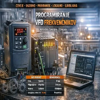 programiranje vfd, variabilni frekvenčnik, vfd nastavitve, plc krmiljenje vfd, ceneje ugodno prihranek, lokalno ljubljana, nastavitev smeri motorja, nastavitev hitrosti motorja, integracija v industrijsko avtomatizacijo