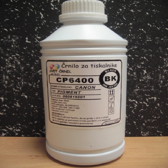 Črnilo za Canon CP6400 Black 1100mL Pigmentno , lucia,ink,refill,cp6400 photo black,črnilo cp 6400,črnilo, Canon CP6400, ceneje, ugodno, prihranek, lokalno, Ljubljana, kakovost, ekologija, obstojnost