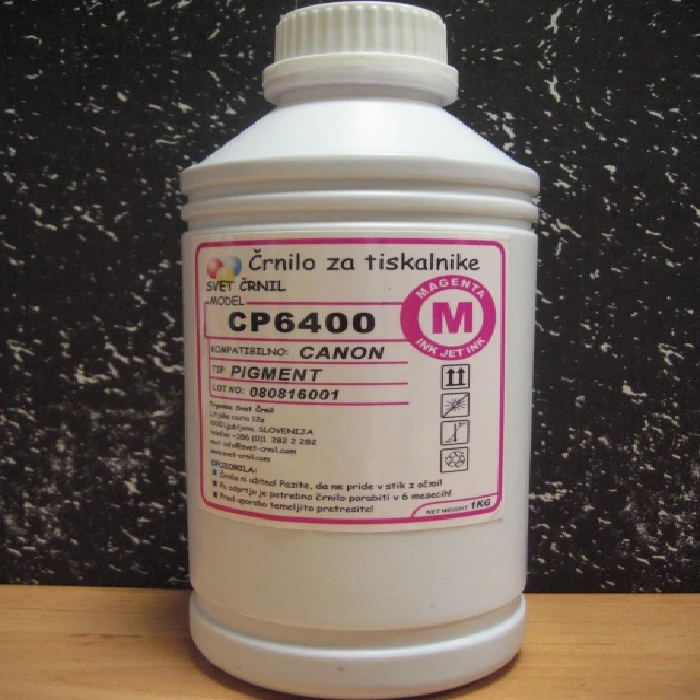 Črnilo za Canon CP6400 Magenta 1100mL Pigmentno , cp6400m 1kg,črnilo cp 6400,bulk,črnilo Canon, pigmentno črnilo, ekonomično tiskanje, ugodno, prihranek, lokalno, Ljubljana, visoka kakovost, zanesljivost, Canonov sloves