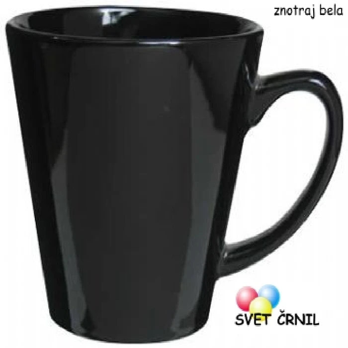 Termokromatska konična skodelica 350mL (12 OZ) - Črna, color change cone mug,thermo chromatic sublimation mugs,termokromatska skodelica, ceneje, ugodno, prihranek, lokalno, Ljubljana, personalizacija, topla pijača, skodelice, termo premaz, barvna sprememba