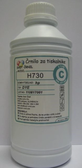 Črnilo za HP H730 Cyan 1000mL za kartuše HP 300, HP 301, HP 901, h730,hp 300,hp 301, hp 901