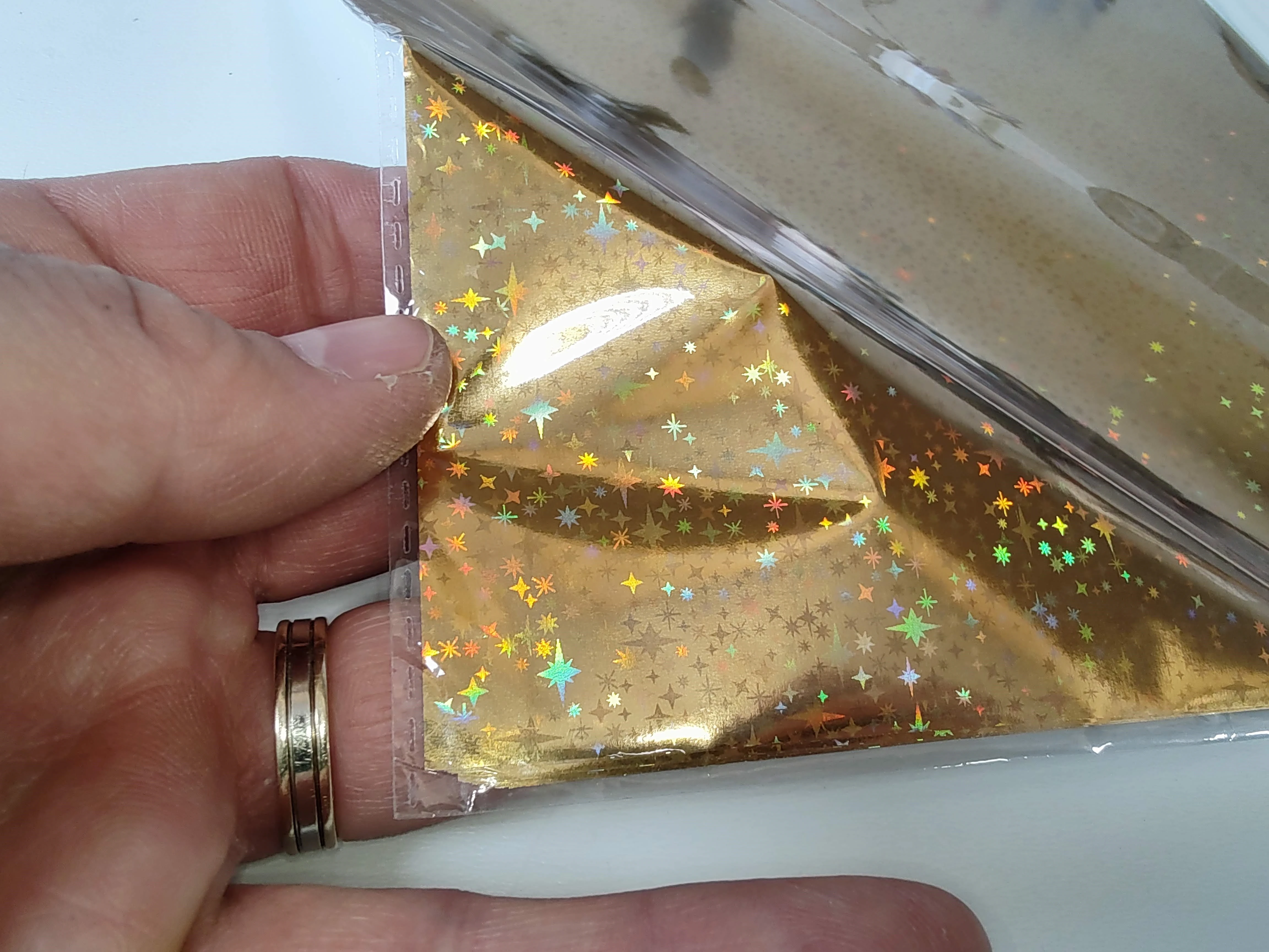 Folija za hologramski zlat zvezdnato nebo metaliziran digitalni tisk  50pol A4, transfer,zlata folija,zlatotisk,vizitke