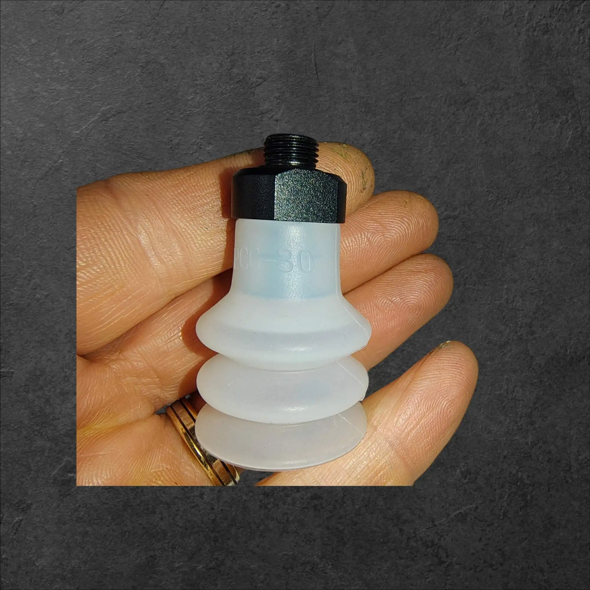 Gumi prisesek za vakum generator 30mm prozoren harmonika, gumi prisesek 30mm, prozoren harmonika prisesek, vakum generator prijemalo, pobiranje vreck, pobiranje skatel, poliuretanska guma, ATM ventili, ceneje, ugodno, prihranek, lokalno, Ljubljana