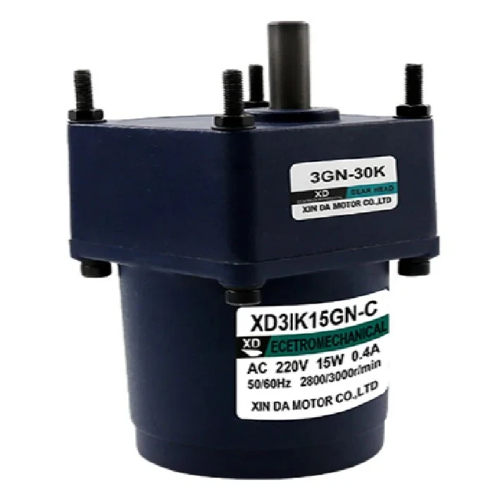 Indukcijski motor z reduktorjem 3IK15GN-C 220V AC 20rpm 15W, 15W indukcijski motor AC 220V, 3IK15GN-C, miniaturni motor, zmogljiv motor, vsestranski motor, fiksna hitrost, enofazni motor, zaščita proti kapljam, avtomatizacijski sistemi, medicinski pripomočki, hobby projekti