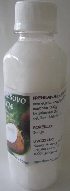 Kokosovo olje ekstra deviško 200g hladno stiskano z bio poreklom, virgin coco oil,kokosovo olje,bio,eko
