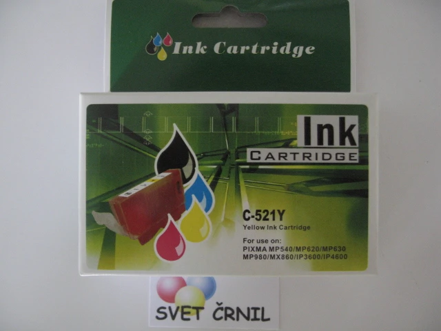 Yellow kartuša za Canon CLI-521 za iP3600/iP4600,MP540/MP620 z ARC čipom, pgi520,pgi 520,cli-521,cli521